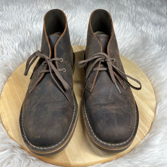 Clarks Bushacre 2 Chukka Desert Boots Mens Sz 8.5M Brown Beeswax Leather Brown - Picture 2 of 10
